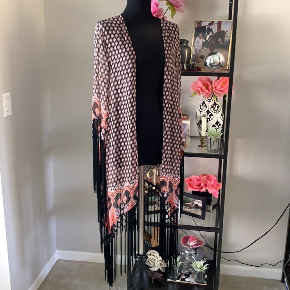 NWT LF Millau Fringe Boho Duster Wrap Coverup
